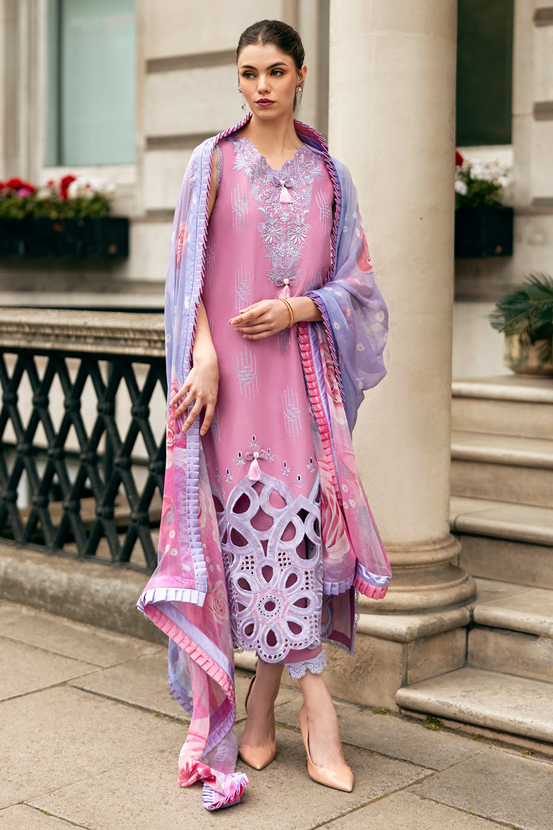 (Pink) 3 Pc Luxury Embroidered Lawn Collection- Mushq