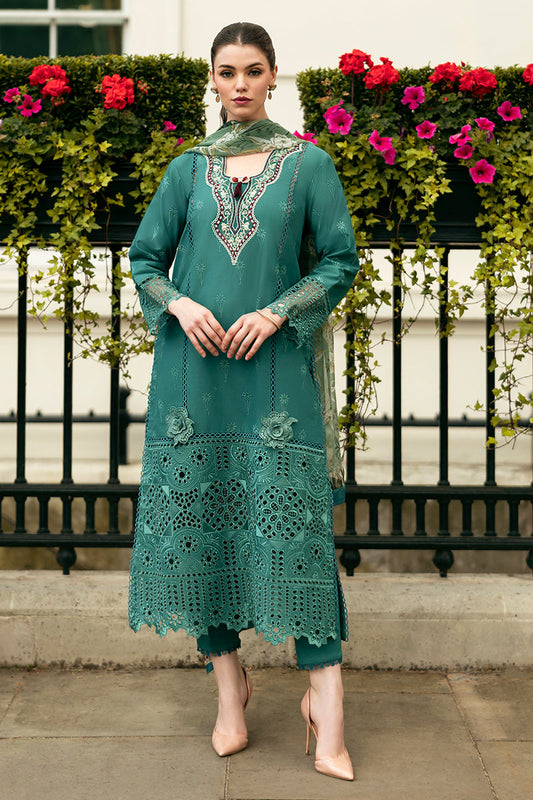 (Green) 3 Pc Luxury Embroidered Lawn Collection- Mushq