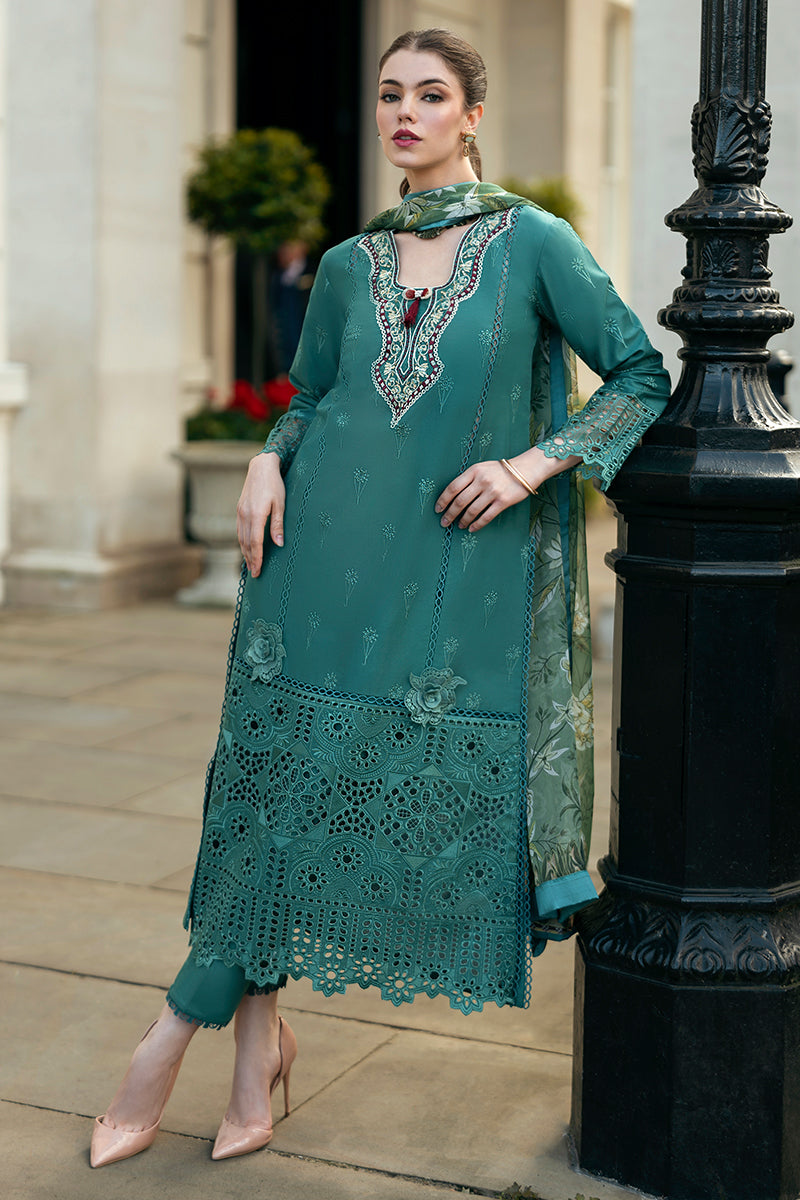 (Green) 3 Pc Luxury Embroidered Lawn Collection- Mushq