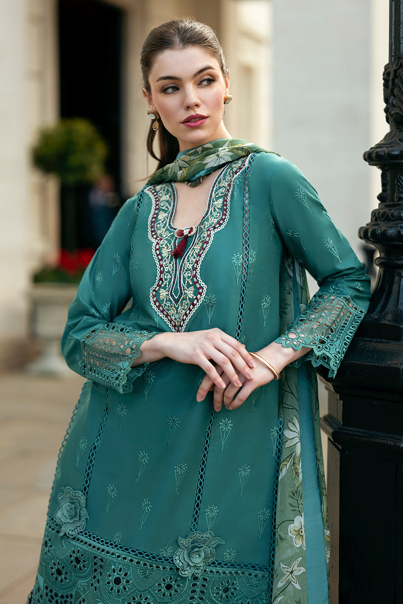 (Green) 3 Pc Luxury Embroidered Lawn Collection- Mushq