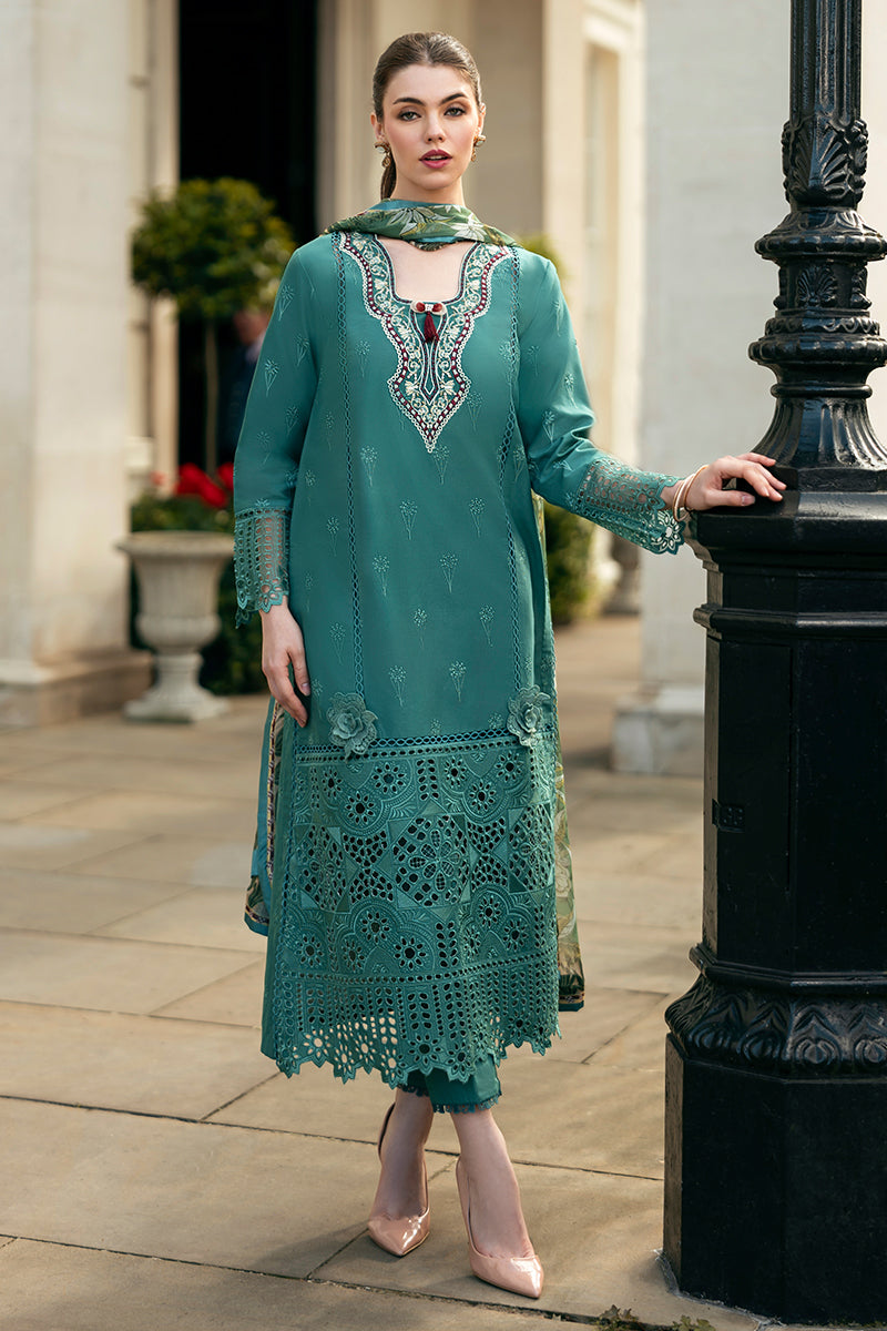 (Green) 3 Pc Luxury Embroidered Lawn Collection- Mushq