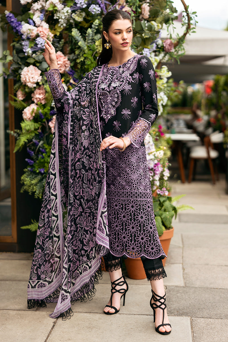 (Black) 3 Pc Luxury Embroidered Lawn Collection- Mushq