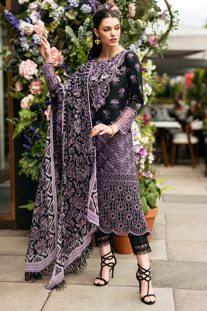 (Black) 3 Pc Luxury Embroidered Lawn Collection- Mushq