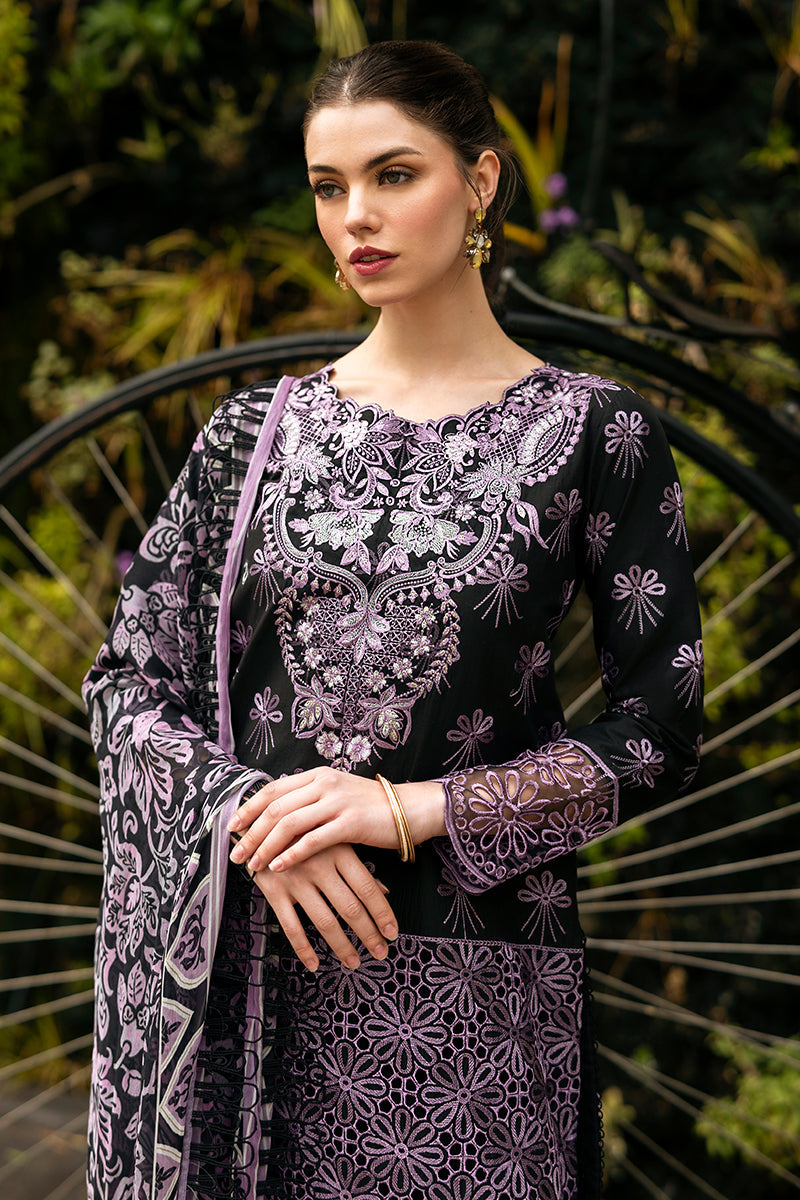 (Black) 3 Pc Luxury Embroidered Lawn Collection- Mushq