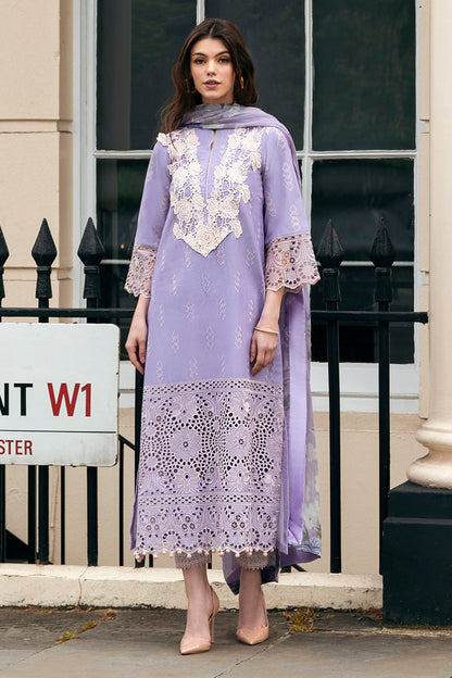 (Lilac) 3 Pc Luxury Embroidered Lawn Collection- Mushq