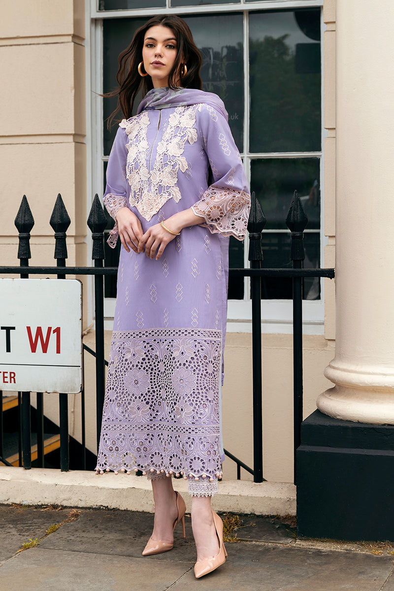 (Lilac) 3 Pc Luxury Embroidered Lawn Collection- Mushq