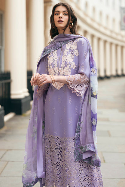 (Lilac) 3 Pc Luxury Embroidered Lawn Collection- Mushq