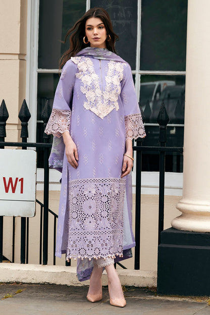 (Lilac) 3 Pc Luxury Embroidered Lawn Collection- Mushq