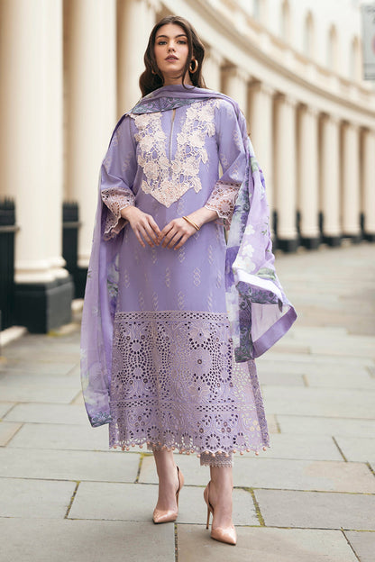 (Lilac) 3 Pc Luxury Embroidered Lawn Collection- Mushq