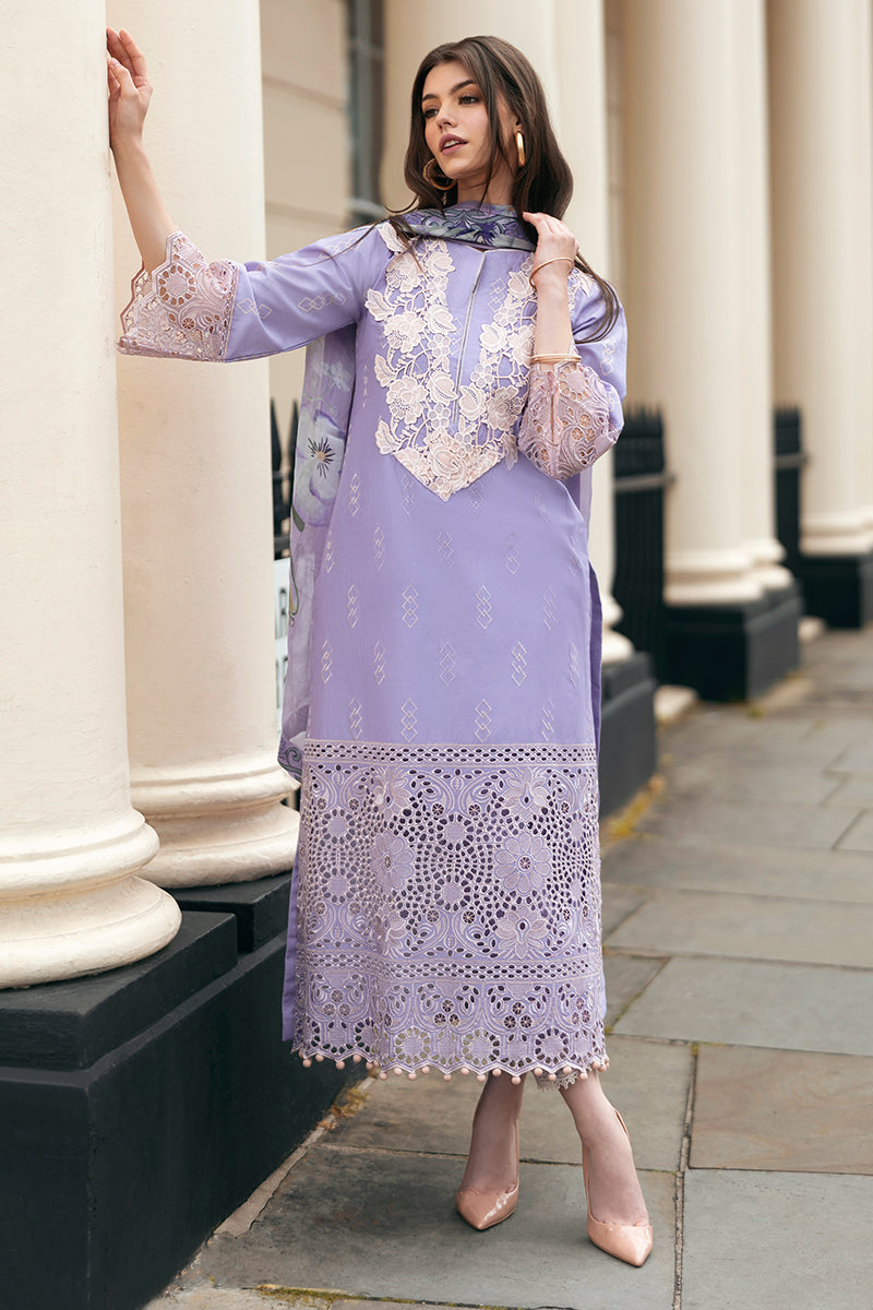 (Lilac) 3 Pc Luxury Embroidered Lawn Collection- Mushq