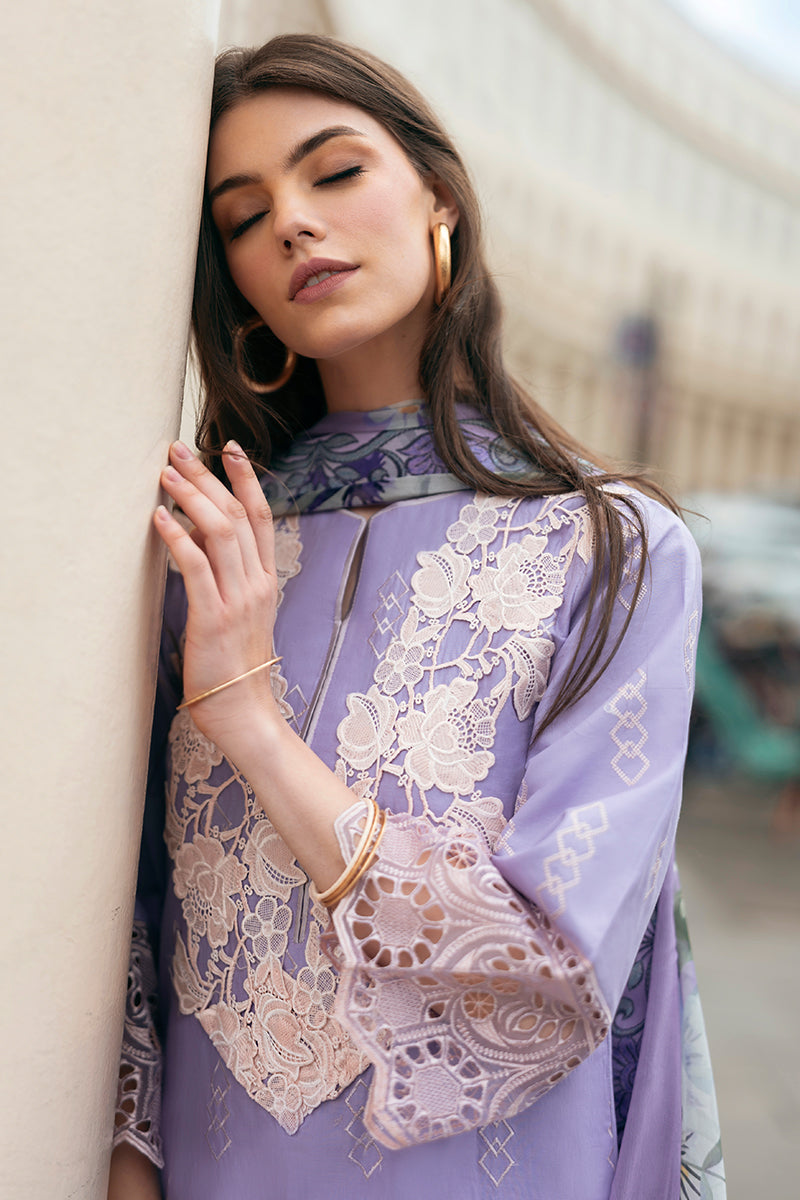 (Lilac) 3 Pc Luxury Embroidered Lawn Collection- Mushq