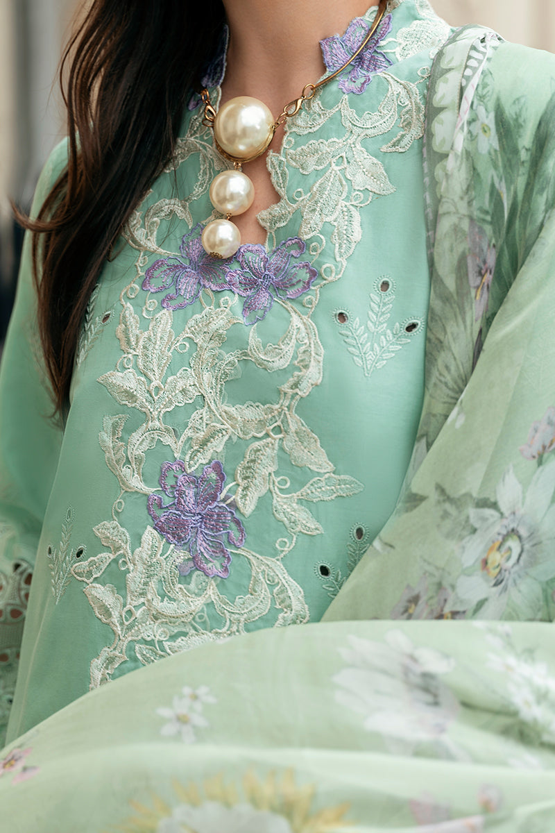 (Light sea Green) 3 Pc Luxury Embroidered Lawn Collection- Mushq