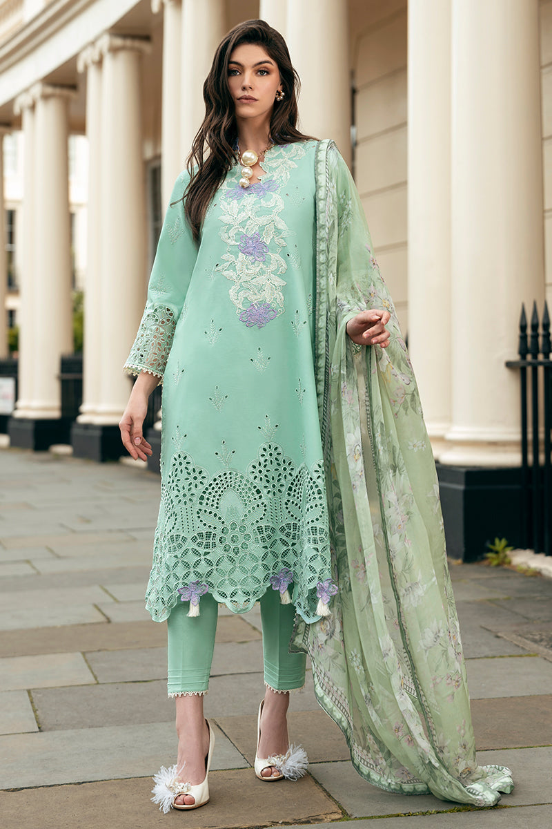 (Light sea Green) 3 Pc Luxury Embroidered Lawn Collection- Mushq