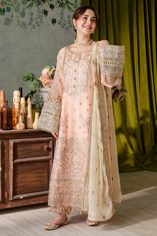 Peach & Cream | Embroidered Chiffon | Luxury Pret | 3 Pc | Ready to Wear | IMROZIA