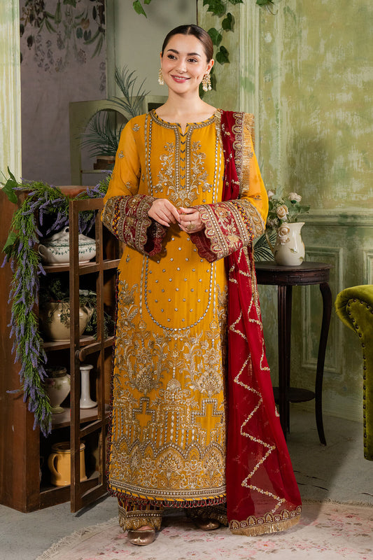 Yellowish Orange & Red | Embroidered Chiffon | Luxury Pret | 3 Pc | Ready to Wear | IMROZIA