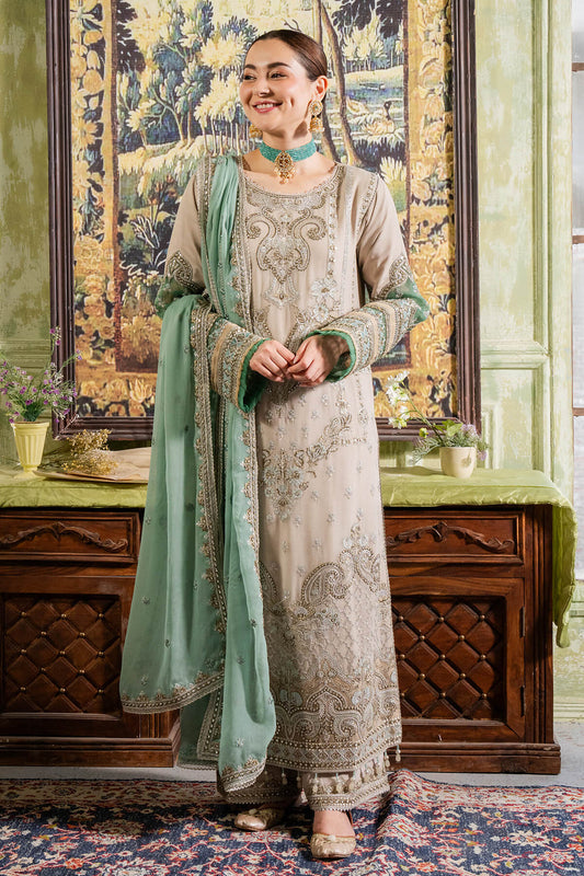 Cream & Mint | Embroidered Chiffon | Luxury Pret | 3 Pc | Ready to Wear | IMROZIA