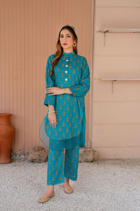 2- Piece Stitched Slub khaddar Outfit By RANIYA.H