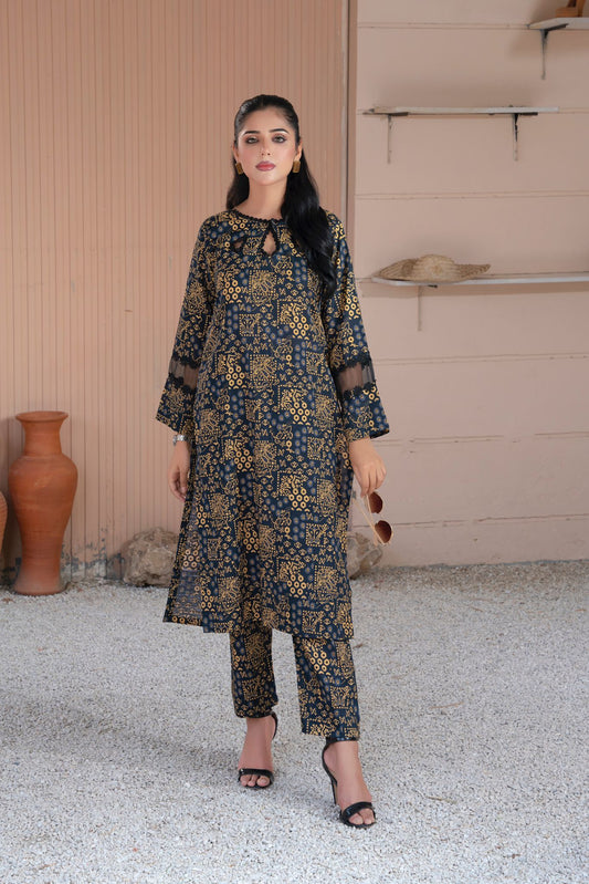 2- Piece Stitched Slub khaddar Outfit By RANIYA.H