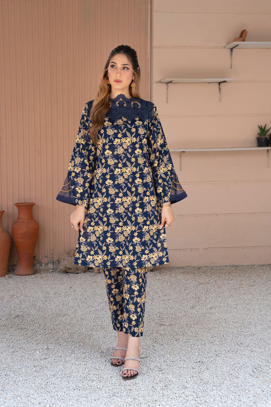 2- Piece Stitched Slub khaddar Outfit By RANIYA.H