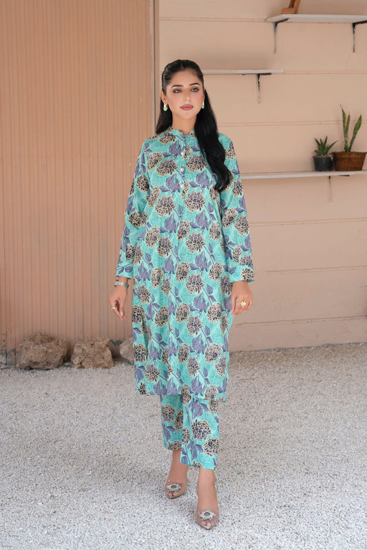 2- Piece Stitched Slub khaddar Outfit By RANIYA.H