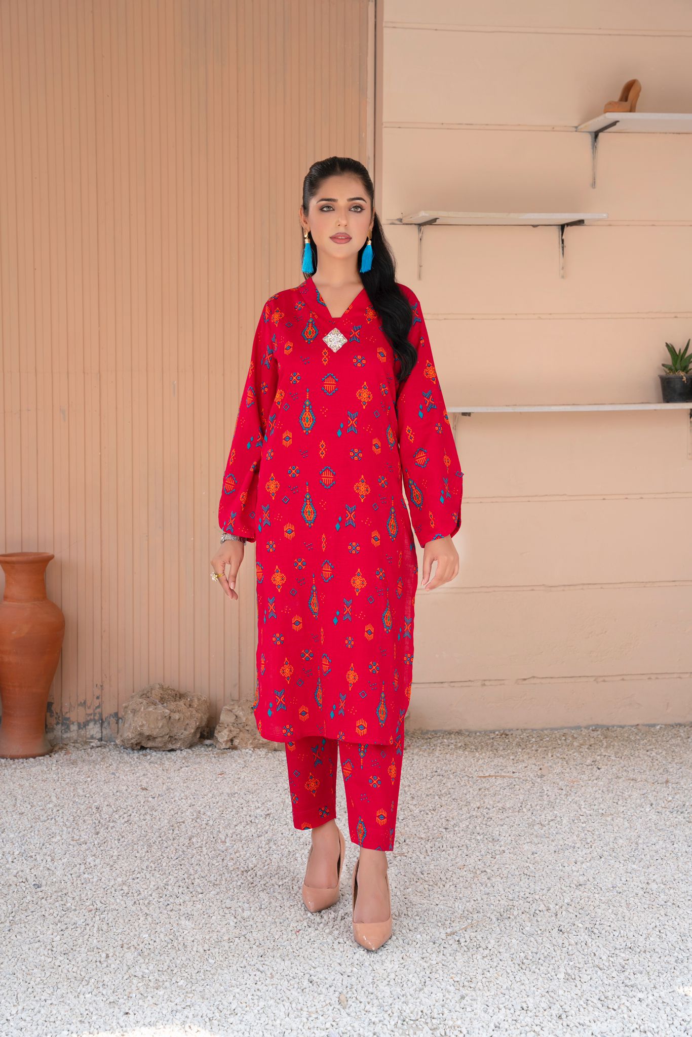 2- Piece Stitched Slub khaddar Outfit By RANIYA.H