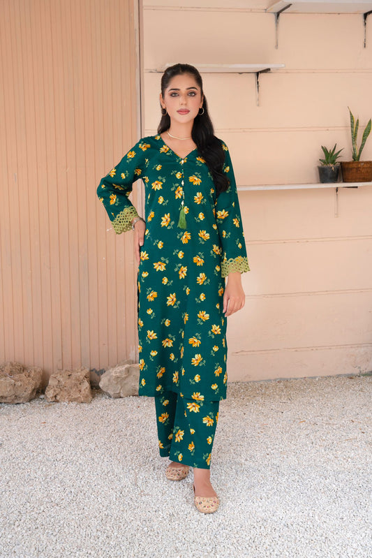 2- Piece Stitched Slub khaddar Outfit By RANIYA.H