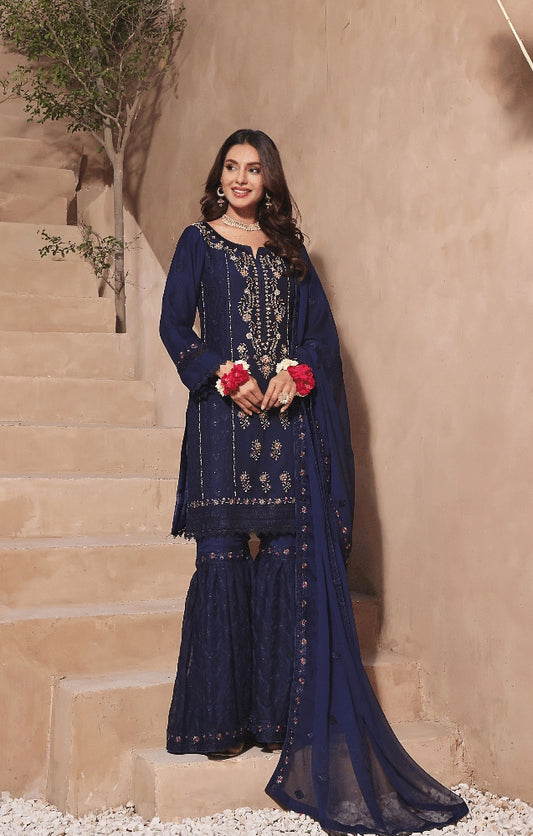 3 PIECE EMBROIDERED CHIFFON COLLECTION - (AUDACIOUS DIVA)