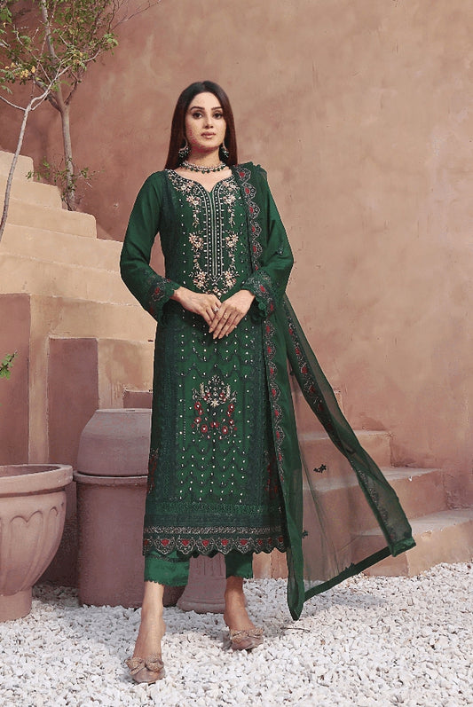 3 PIECE EMBROIDERED CHIFFON COLLECTION - (HIGH TIDES)