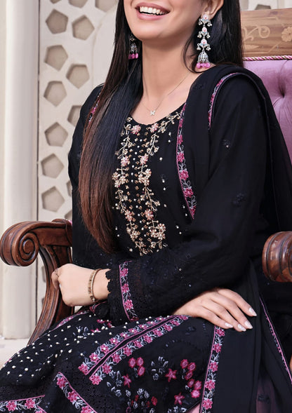 3 PIECE EMBROIDERED CHIFFON COLLECTION - (STAR LIGHT)