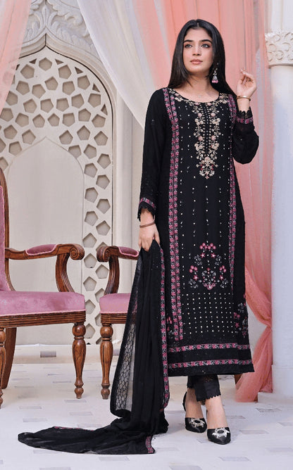 3 PIECE EMBROIDERED CHIFFON COLLECTION - (STAR LIGHT)