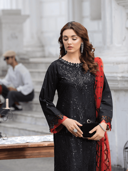 (BLACK) 3 Pc Mother & Daughter "Ivana" Festive Cotton Dress by Simrans