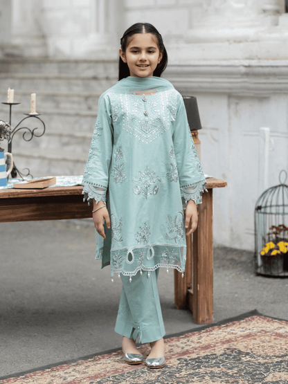 (BLUE) 3 Pc Mother & Daughter "Ivana" Festive Cotton Dress by Simrans