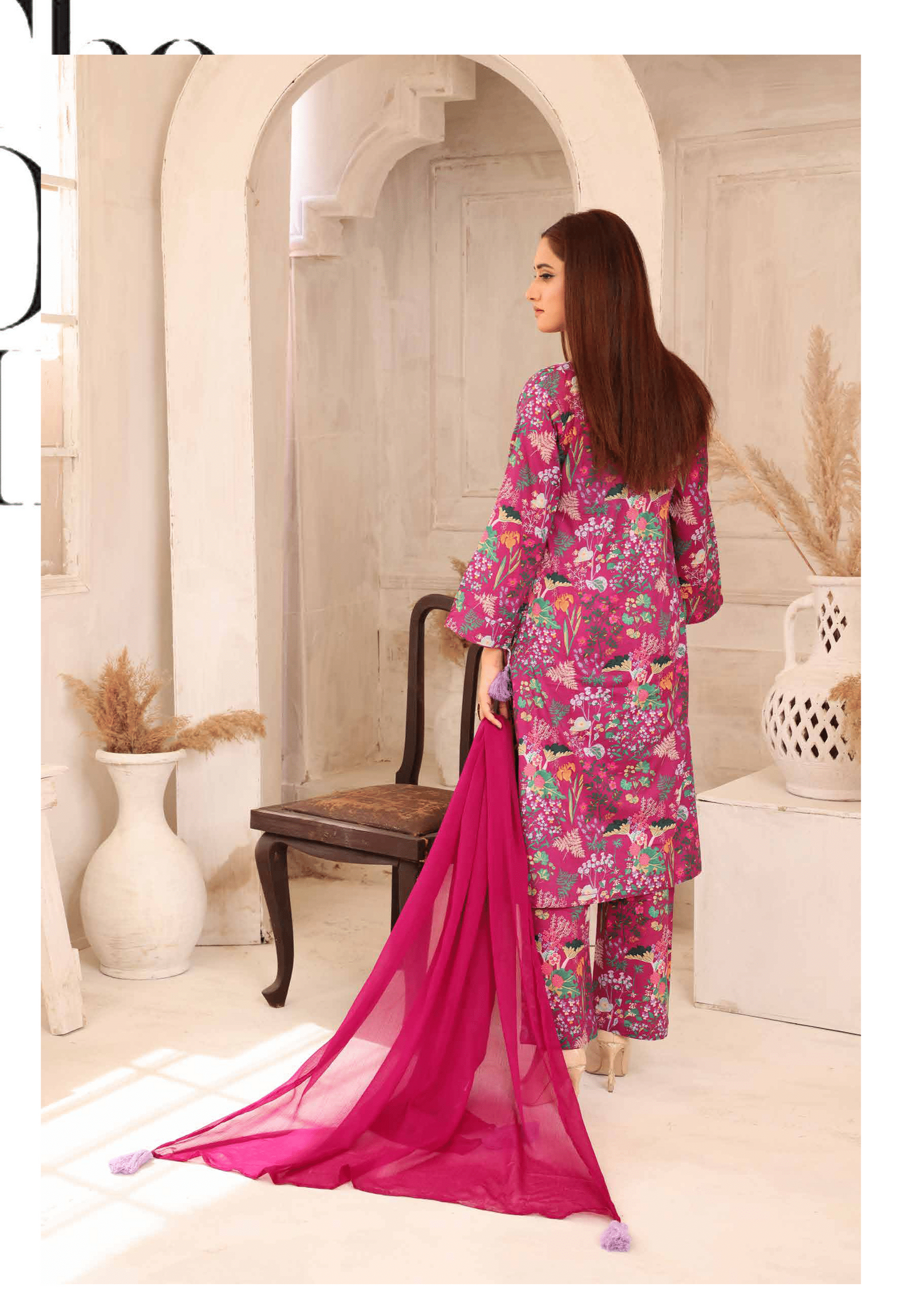 (Magenta) Printed Lawn 3 Pc Dress By Simrans