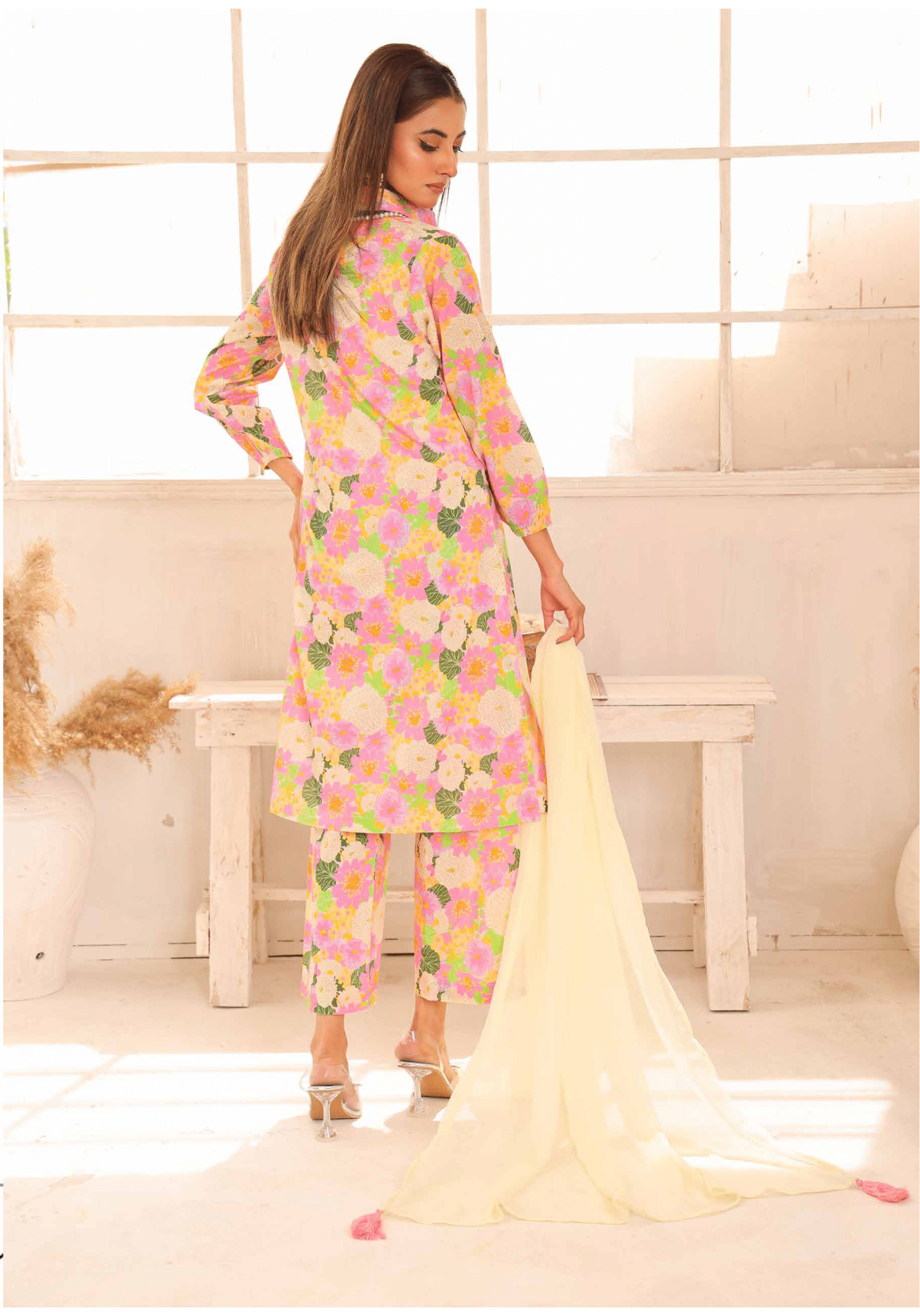 (Light Pink) Printed Lawn 3 Pc Dress By Simrans