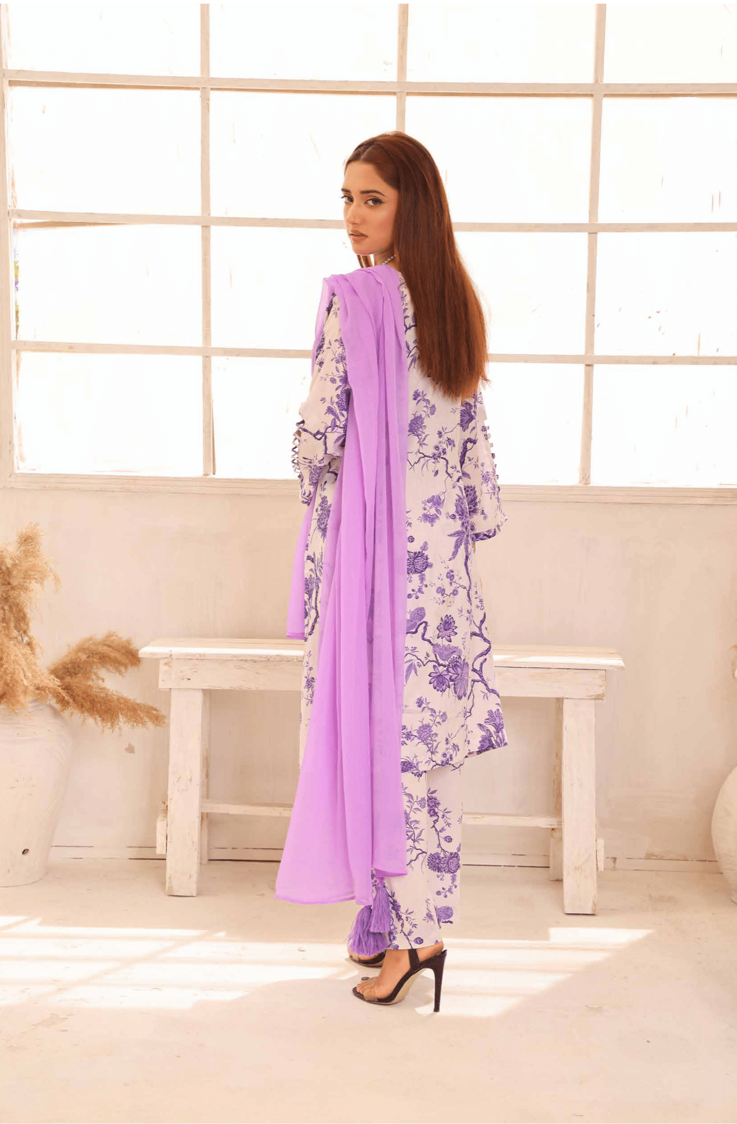 (Lilac) Printed Lawn 3 Pc Dress By Simrans