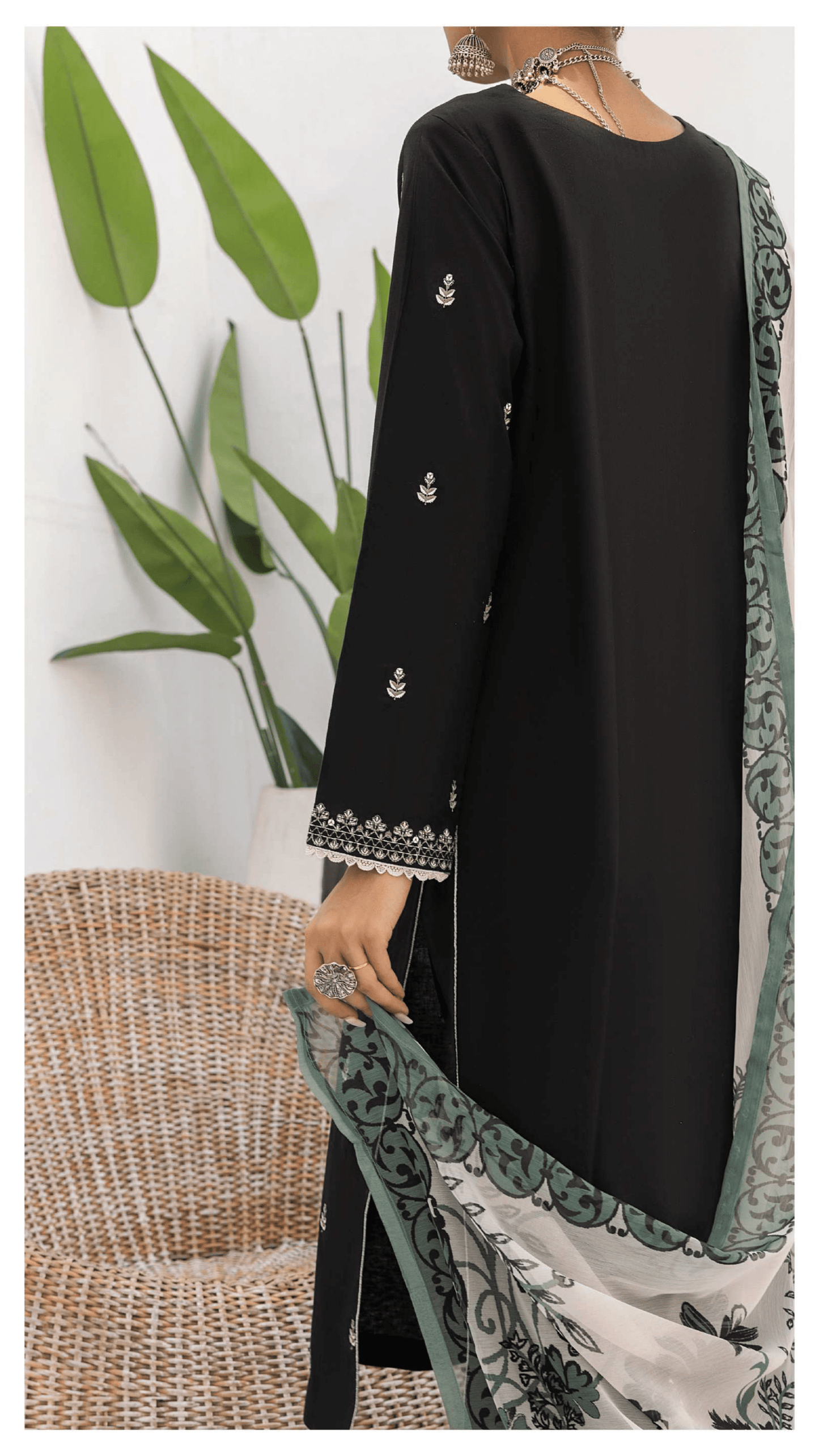 Black 3 Pc Embroidered Cotton Lawn Dress - Casuallite