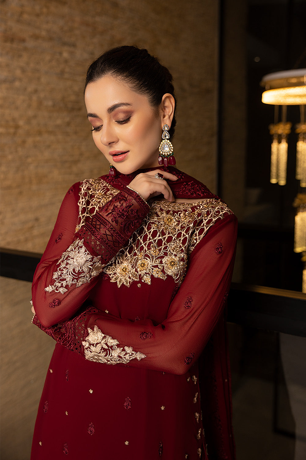 Luxe By Azure Embroidered 3 Piece Suits Mookaite