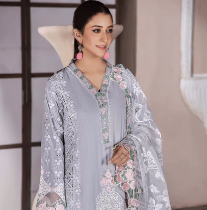 3-Piece Embroiderd Digital Printed Linen Collection-MUNIRA