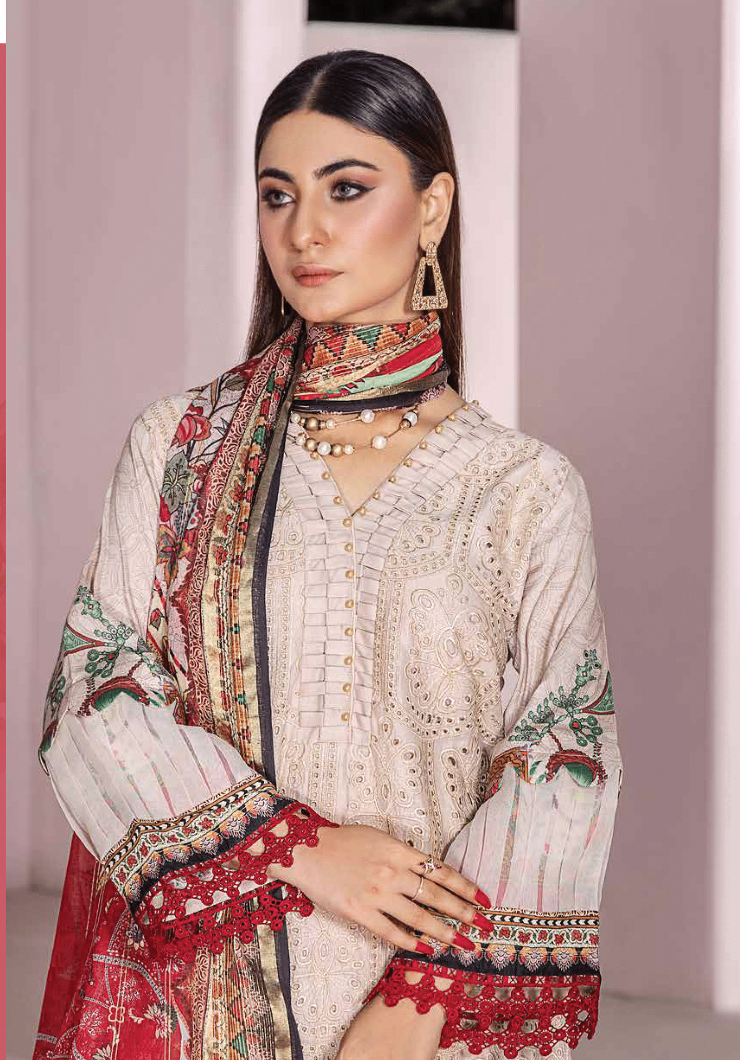 3-Piece Embroiderd Digital Printed Linen Collection-MUNIRA