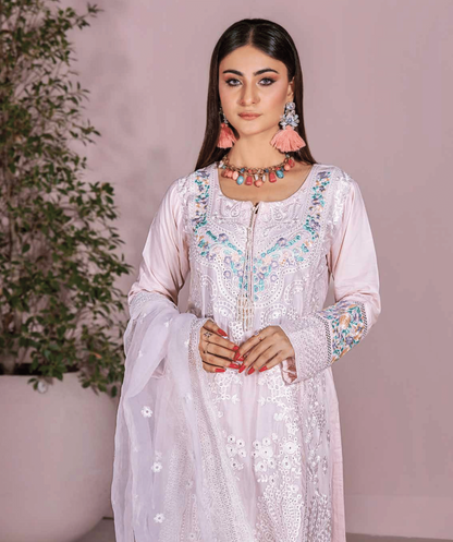 3-Piece Embroiderd Digital Printed Linen Collection-MUNIRA