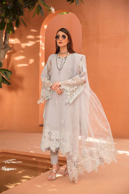 (Grey) 3 Pc "NAKHRA" Embroidered Luxury Lawn By Simrans