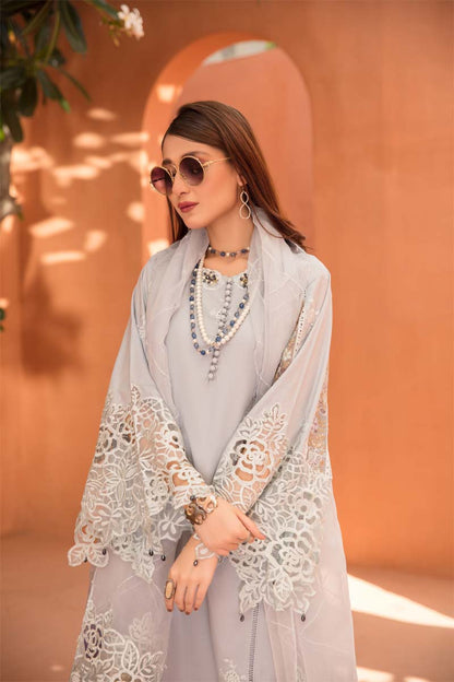 (Grey) 3 Pc "NAKHRA" Embroidered Luxury Lawn By Simrans