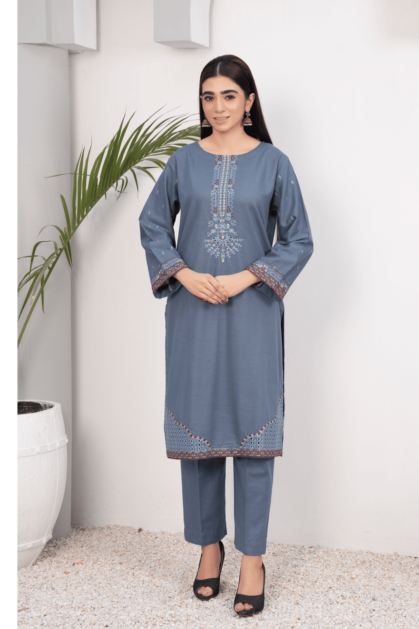 2-Piece Stitched Slub khaddar Outfit By RANIYA.H