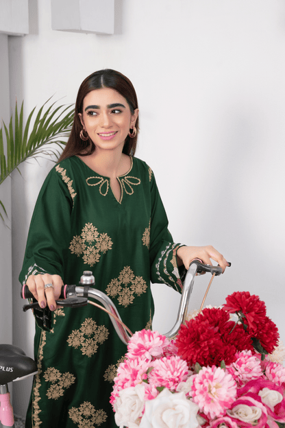 2-Piece Stitched Slub khaddar Outfit By RANIYA.H