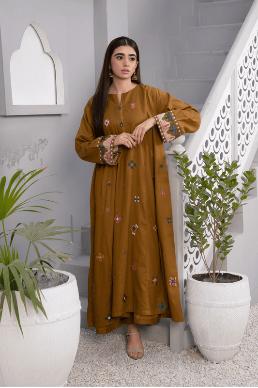 2-Piece Stitched Slub khaddar Outfit By RANIYA.H