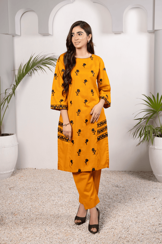 2-Piece Stitched Slub khaddar Outfit By RANIYA.H