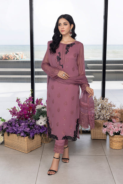 Luxe By Azure Embroidered 3 Piece Suit  Rosy Glaze