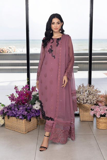 Luxe By Azure Embroidered 3 Piece Suit  Rosy Glaze