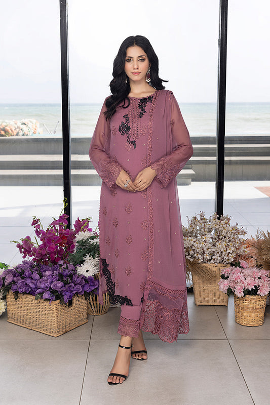 Luxe By Azure Embroidered 3 Piece Suit  Rosy Glaze