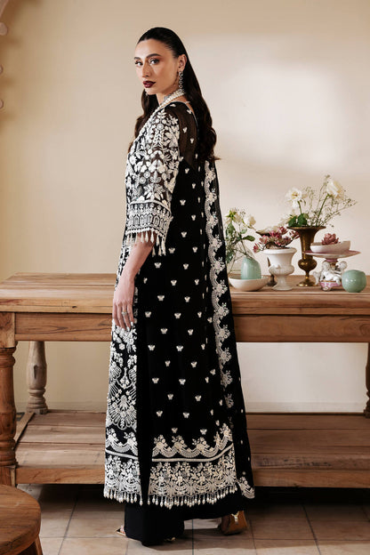 White & Black Embroidered Chiffon | Luxury Pret | 3 Pc | Ready to Wear | Serene